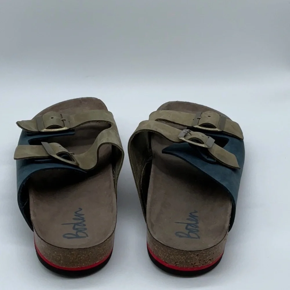 Boden Leather Double Strap Sandal navy/green